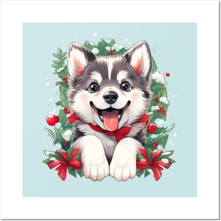 Festive Husky Posters and Art